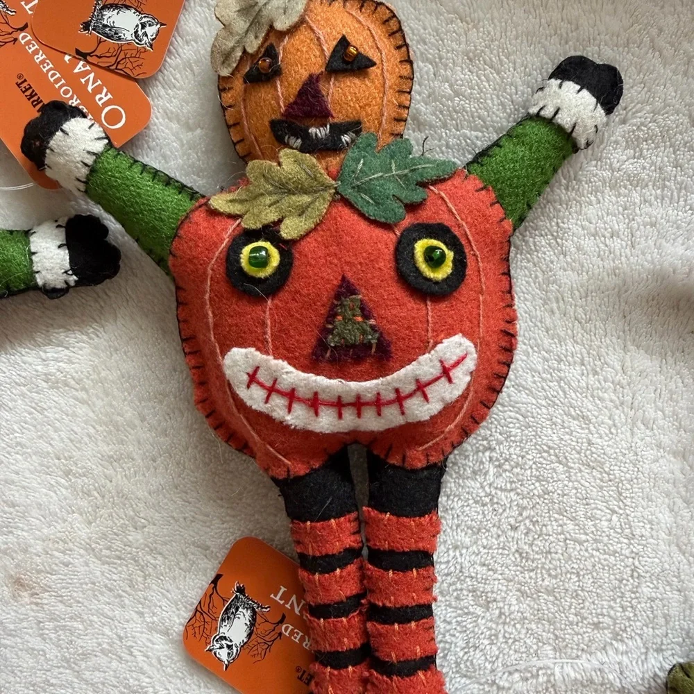 World Market Halloween Embroidered Ornament Set of 6 - Picture 3 of 7
